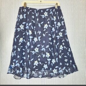 Navy Light Dark Blue Lavender Floral Print Skirt 16W Y2K 90s